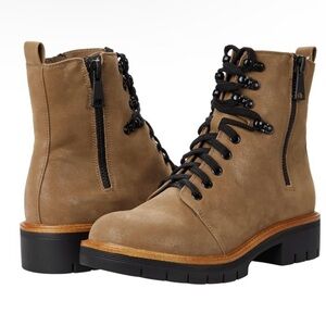 MIA Womens Abbey Lace Up Combat Boots Taupe/Tan Double Side Zippers | NEW!!🥾